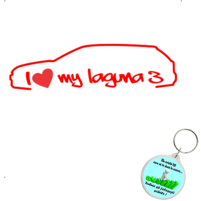 Set sticker decorativ auto i love laguna 3 v2, autocolant, 25 cm, Roz