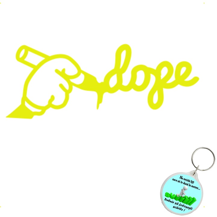 Set sticker decorativ auto dope v2, autocolant, 26 cm, Gri si breloc drumul spre succes
