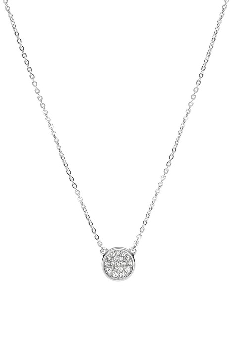 Fossil, Colier cu pandantiv cu cristale, Argintiu