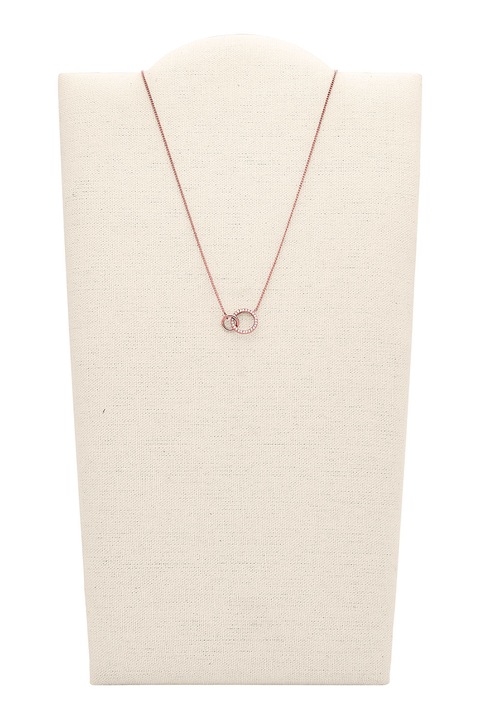 Fossil, Colier cu pandantiv cu cristale, Auriu rose