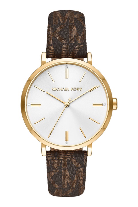 Michael Kors, Ceas analog cu logo pe curea, Maro inchis