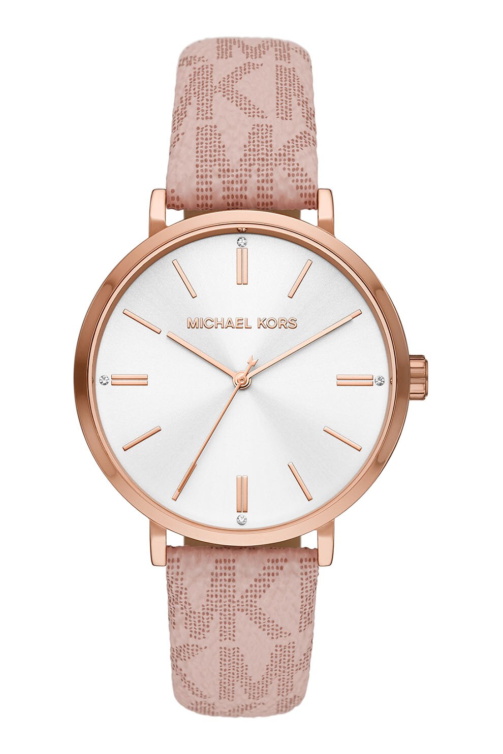 Michael Kors, Ceas rotund cu o curea cu monograma, Roz pal