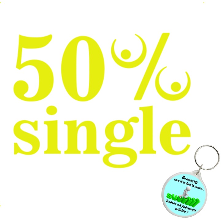 Set sticker decorativ auto 50 percent single, autocolant, 26 cm, Gri si breloc drumul spre succes