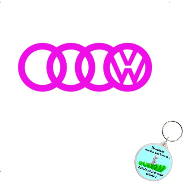 Set sticker decorativ auto audi vw, autocolant, 26 cm, Verde si breloc drumul spre succes