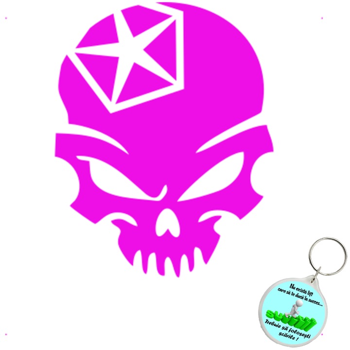 Set sticker decorativ auto cap mort chrisler, autocolant, 21cm, Verde si breloc drumul spre succes