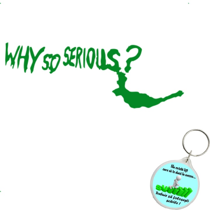 Set sticker decorativ auto why so serious, autocolant, 21cm, Roz si breloc drumul spre succes