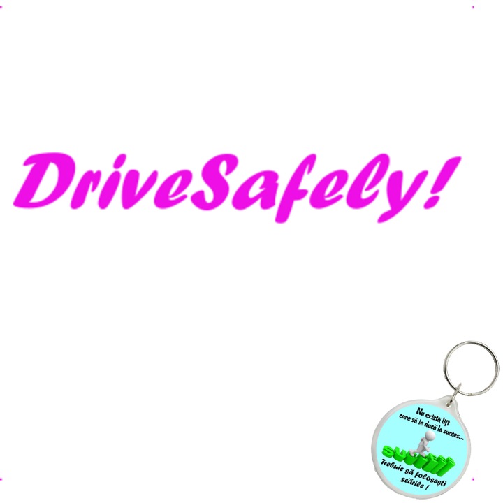 Set sticker decorativ auto drive safely, autocolant, 21cm, Verde si breloc drumul spre succes