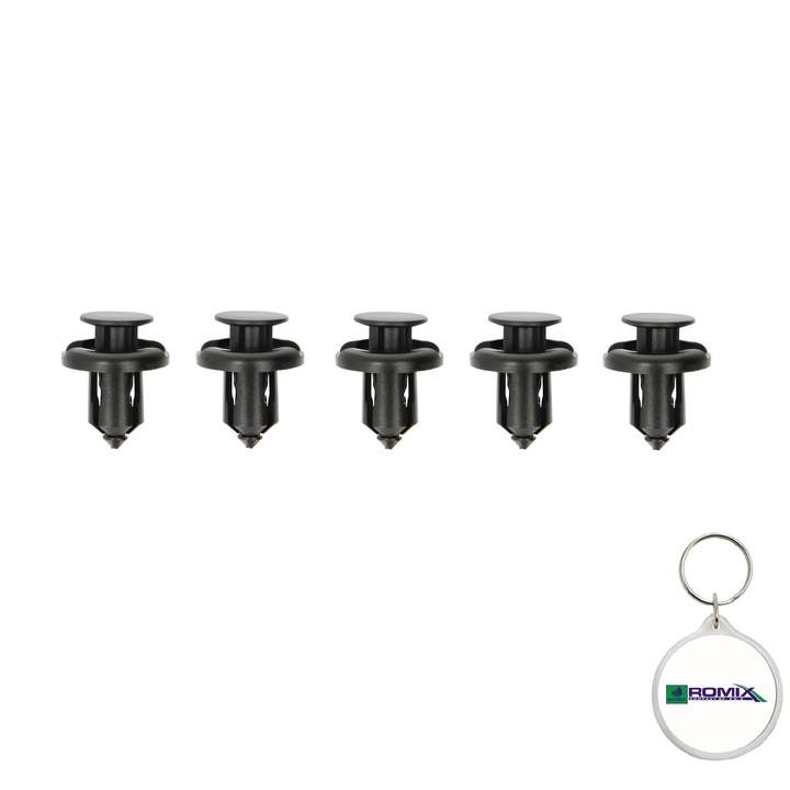 Set 5 bucati pin fixare tapiterie ROMB19233 pentru Honda, MITSUBISHI 10X13mm si breloc Romix