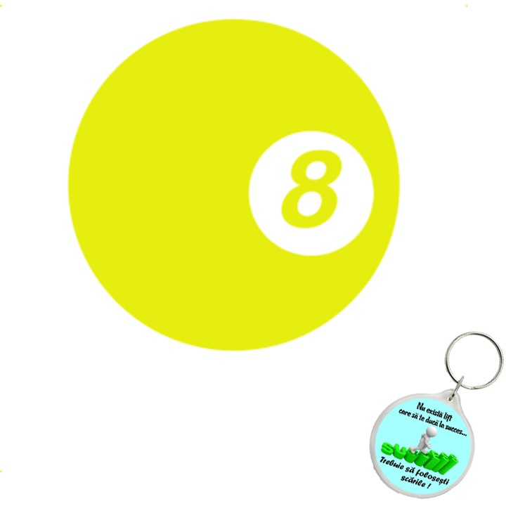 Set sticker decorativ auto 8 ball, autocolant, 26 cm, Gri si breloc drumul spre succes