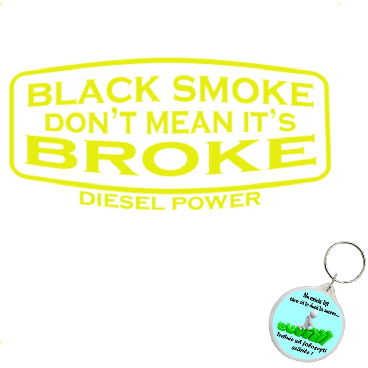 Set sticker decorativ auto black smoke, autocolant, 21cm, Gri si breloc drumul spre succes