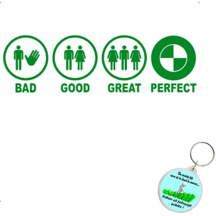 Set sticker decorativ auto bad good great bmw v2, autocolant, 21cm, Roz si breloc drumul spre succes