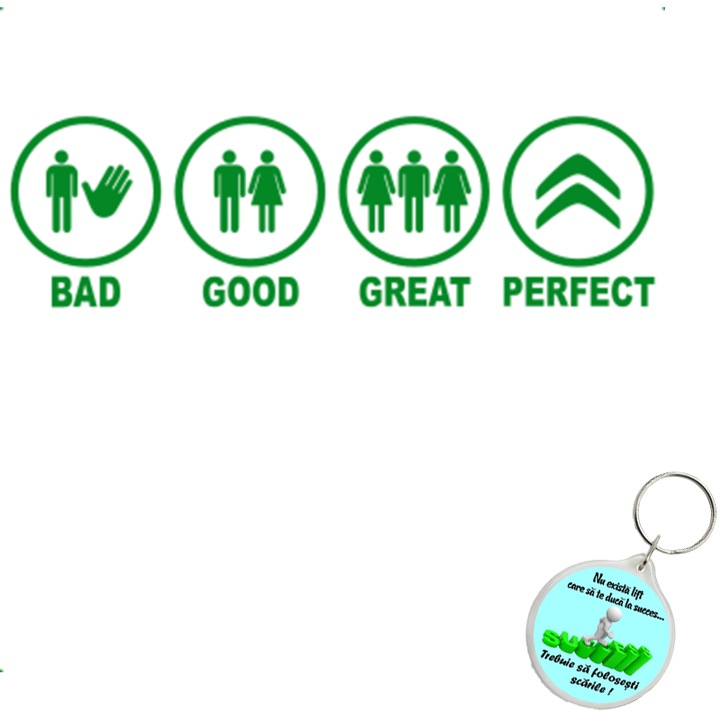 Set sticker decorativ auto bad good great citroen, autocolant, 26 cm, Roz si breloc drumul spre succes