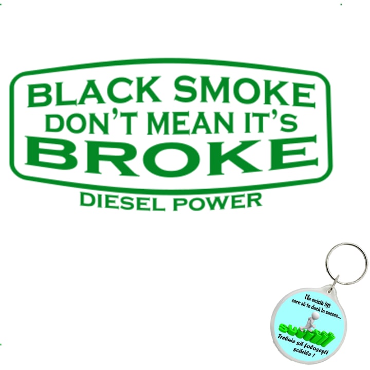 Set sticker decorativ auto black smoke, autocolant, 21cm, Roz si breloc drumul spre succes
