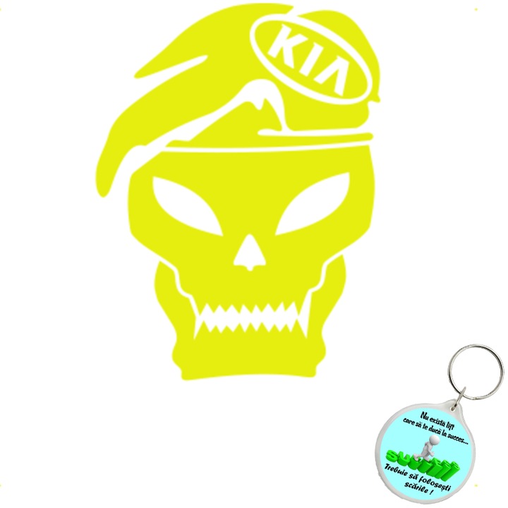 Set sticker decorativ auto call kia, autocolant, 21cm, Gri si breloc drumul spre succes