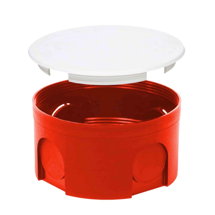 Doza incastrabila cu capac, Elektro-Plast, Plastic, 650°C, IP20, 79 x 41 mm, Rosu caramiziu/Alb