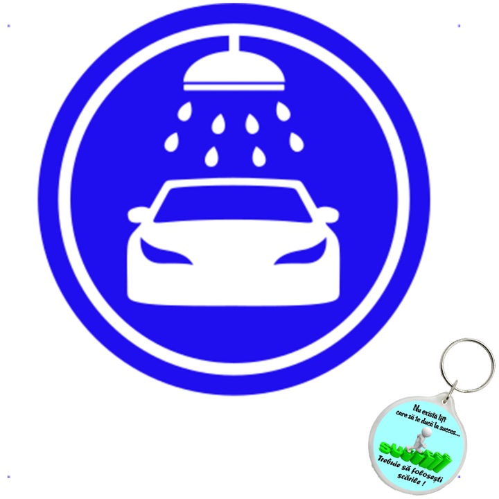 Set sticker decorativ auto car wash, autocolant, 21cm, Portocaliu si breloc drumul spre succes
