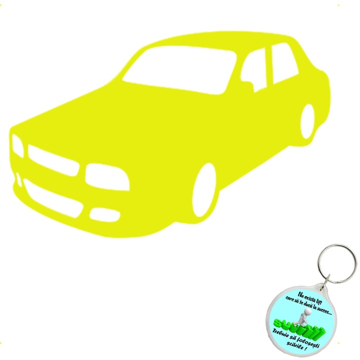 Set sticker decorativ auto dacia 1310, autocolant, 21cm, Gri si breloc drumul spre succes