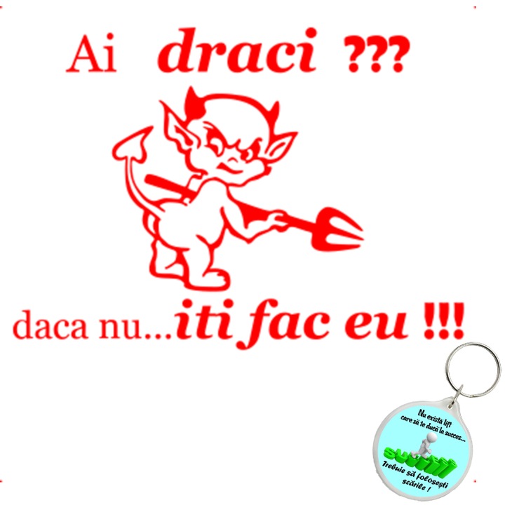 Set sticker decorativ auto draci, autocolant, 21cm, Rosu si breloc drumul spre succes