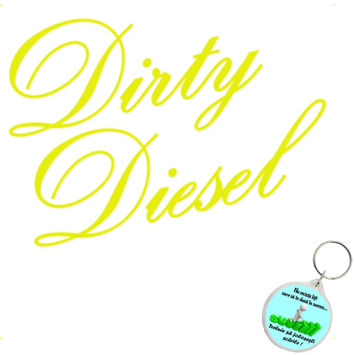 Set sticker decorativ auto dirty diesel, autocolant, 26 cm, Gri si breloc drumul spre succes
