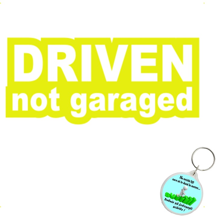 Set sticker decorativ auto driven, autocolant, 21cm, Gri si breloc drumul spre succes