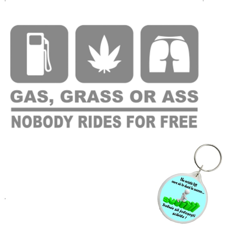 Set sticker decorativ auto gas grass, autocolant, 21cm, Galben si breloc drumul spre succes