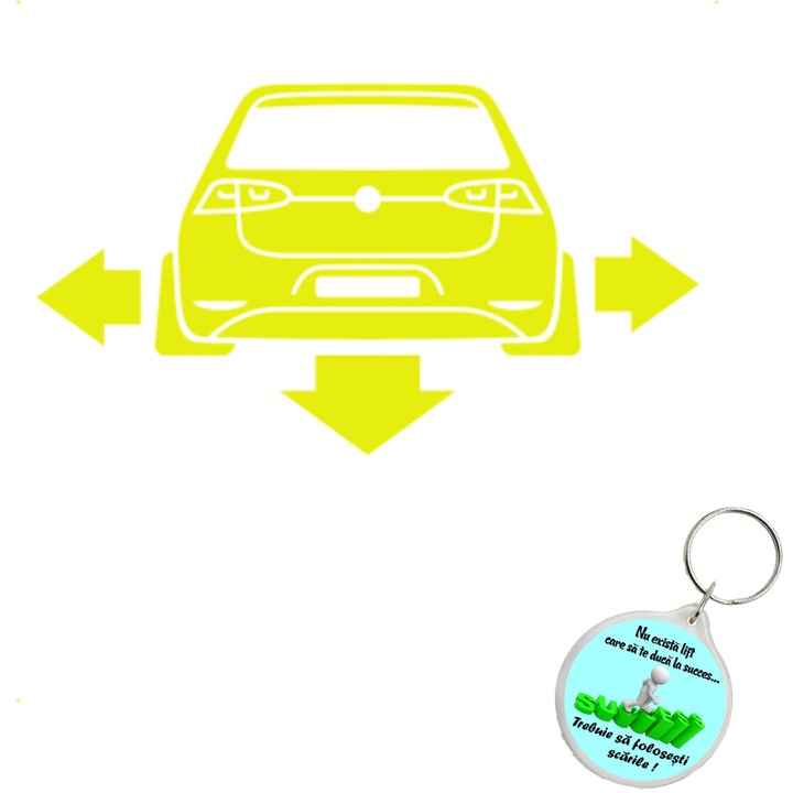 Set sticker decorativ auto golf 7, autocolant, 21cm, Gri si breloc drumul spre succes