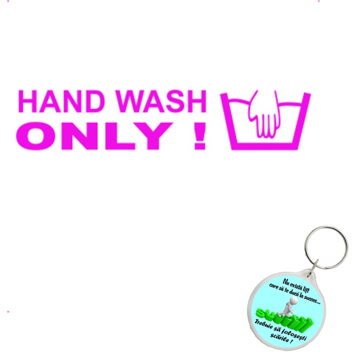 Set sticker decorativ auto hand wash only, autocolant, 21cm, Verde si breloc drumul spre succes
