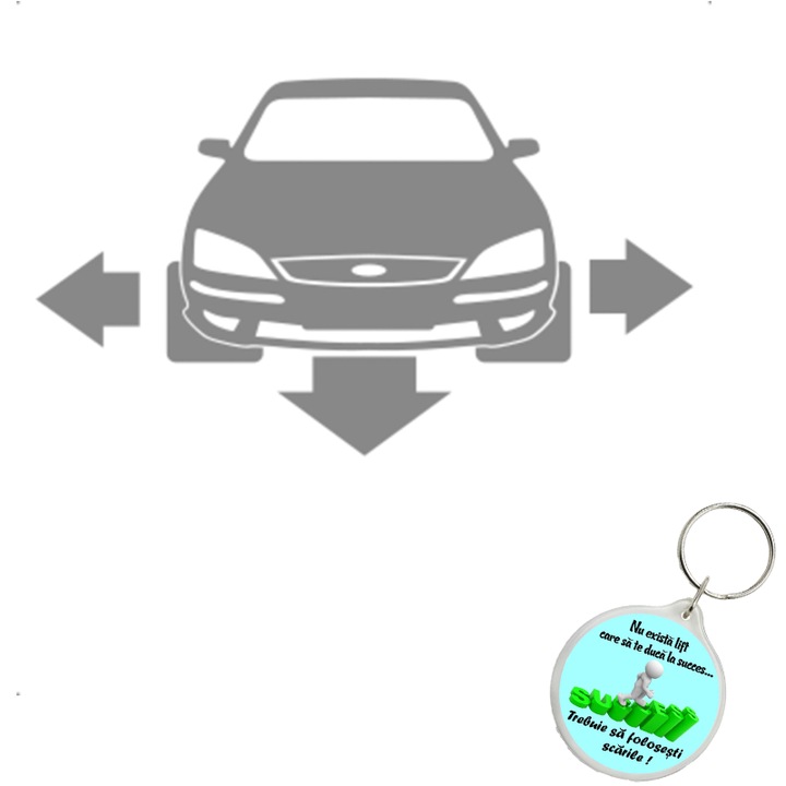 Set sticker decorativ auto ford mondeo fata, autocolant, 26 cm, Galben si breloc drumul spre succes