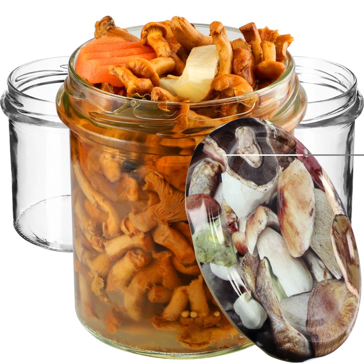 Set 20 capace pentru borcane, Kadax, Sticla, Transparent/Maro, 350 ml