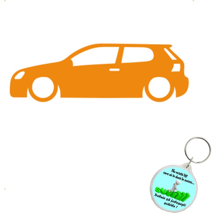 Set sticker decorativ auto golf r32, autocolant, 21cm, Verde si breloc drumul spre succes