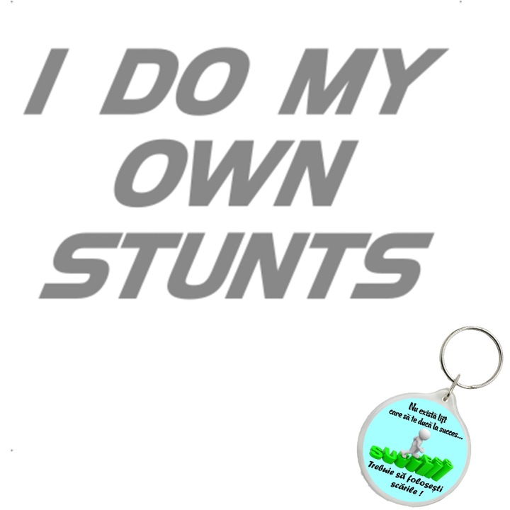 Set sticker decorativ auto i do my own stunts, autocolant, 26 cm, Galben si breloc drumul spre succes