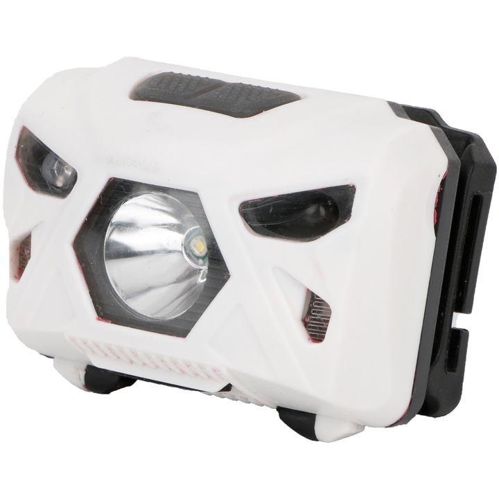LED челник Entac EHL-5W-PW-S, Акумулаторен, Със сензор за движение, 5W, 150 lm, Бяла и червена светлина, 1200mAh батерия, IP54, Бял