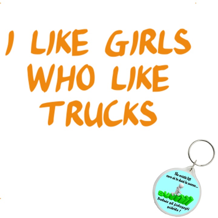 Set sticker decorativ auto like trucks, autocolant, 21cm, Albastru si breloc drumul spre succes