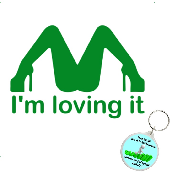 Set sticker decorativ auto im lovin it, autocolant, 26 cm, Roz si breloc drumul spre succes