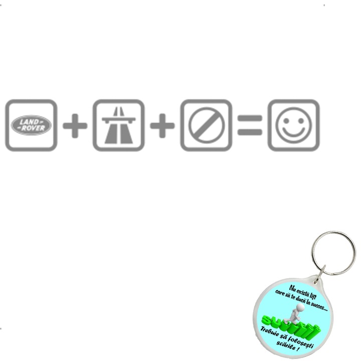 Set sticker decorativ auto land rover autostrada, autocolant, 26 cm, Galben si breloc drumul spre succes