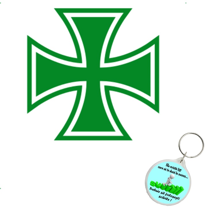 Set sticker decorativ auto iron cross, autocolant, 21cm, Roz si breloc drumul spre succes