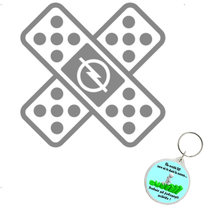 Set sticker decorativ auto leucoplast dublu opel, autocolant, 26 cm, Galben si breloc drumul spre succes