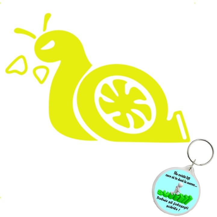 Set sticker decorativ auto melc turbo, autocolant, 26 cm, Gri si breloc drumul spre succes