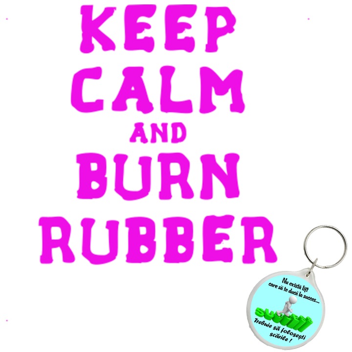 Set sticker decorativ auto keep calm rubber, autocolant, 26 cm, Verde si breloc drumul spre succes