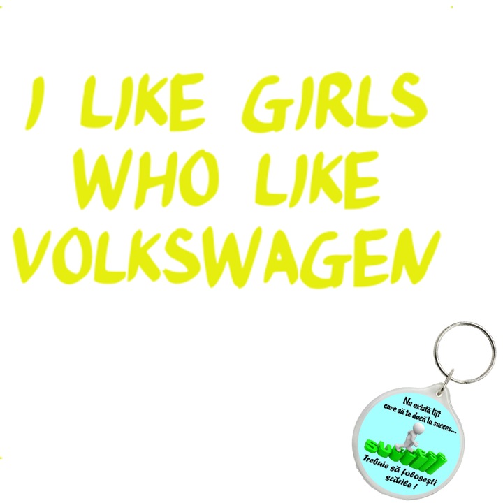 Set sticker decorativ auto like vw, autocolant, 21cm, Gri si breloc drumul spre succes