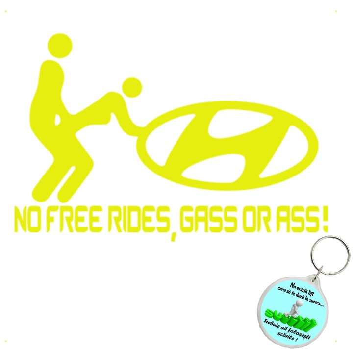 Set sticker decorativ auto nfr hyundai, autocolant, 21cm, Gri si breloc drumul spre succes