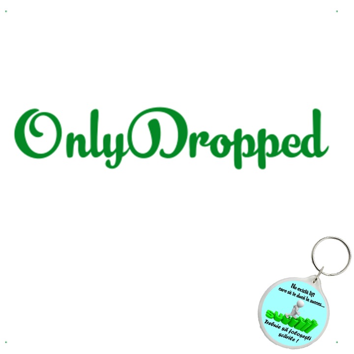 Set sticker decorativ auto only dropped, autocolant, 21cm, Roz si breloc drumul spre succes