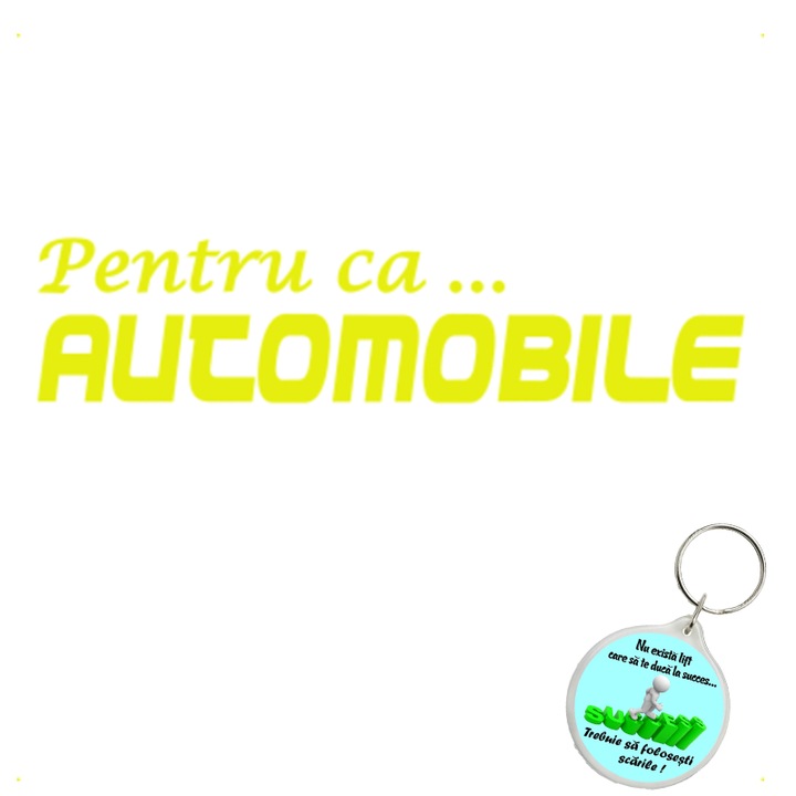 Set sticker decorativ auto pentru ca automobile, autocolant, 26 cm, Gri si breloc drumul spre succes