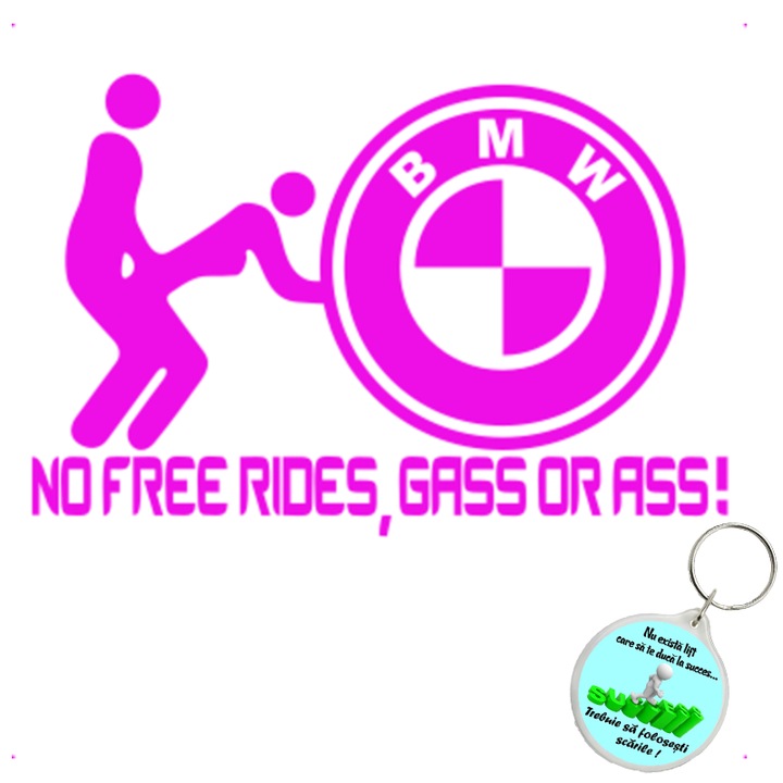 Set sticker decorativ auto nfr bmw, autocolant, 26 cm, Verde si breloc drumul spre succes