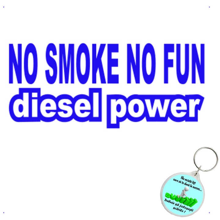 Set sticker decorativ auto no smoke no fun, autocolant, 21cm, Portocaliu si breloc drumul spre succes