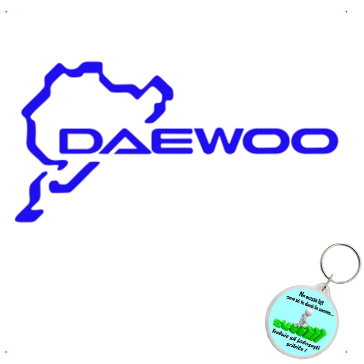 Set sticker decorativ auto nurburgring daewoo, autocolant, 26 cm, Portocaliu si breloc drumul spre succes