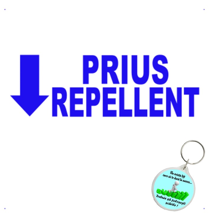 Set sticker decorativ auto prius repellent, autocolant, 26 cm, Portocaliu si breloc drumul spre succes