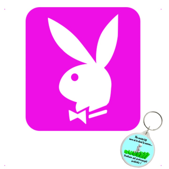 Set sticker decorativ auto playboy, autocolant, 21cm, Verde si breloc drumul spre succes