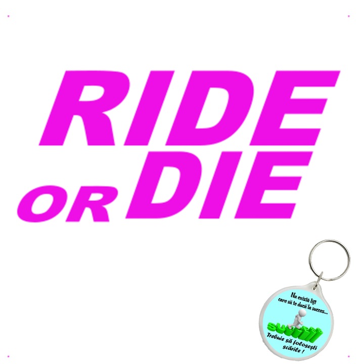 Set sticker decorativ auto ride or die, autocolant, 26 cm, Verde si breloc drumul spre succes