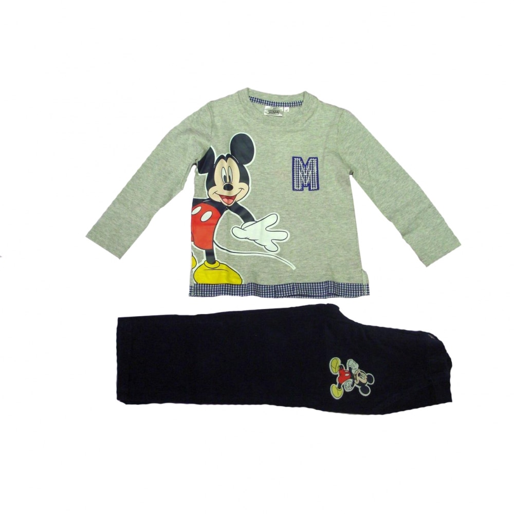 Set tricou cu maneci lungi si pantaloni lungi, Disney Mickey Mouse, Bleumarin, 6 ani